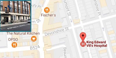 Driving direction of King Edward VII’s Hospital Location