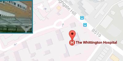 Driving direction of The Whittington Hospital Location